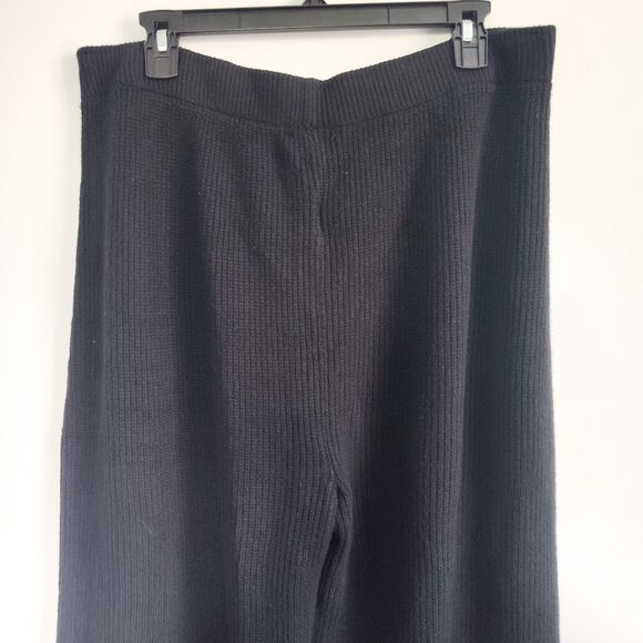 New Gap Large Pants CashSoft Shaker-Stitch Sweater Black Cotton Wide Leg Pull On - Picture 11 of 16